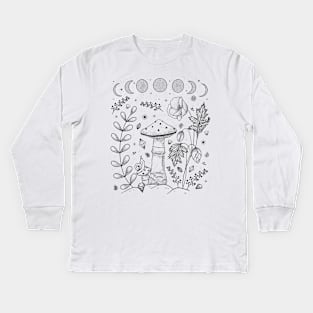 Goblincore Aesthetic Cottagecore Dark Academia Mushroom Kids Long Sleeve T-Shirt